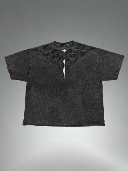 1522 - Embroidery Blackwashed Oversized Tee