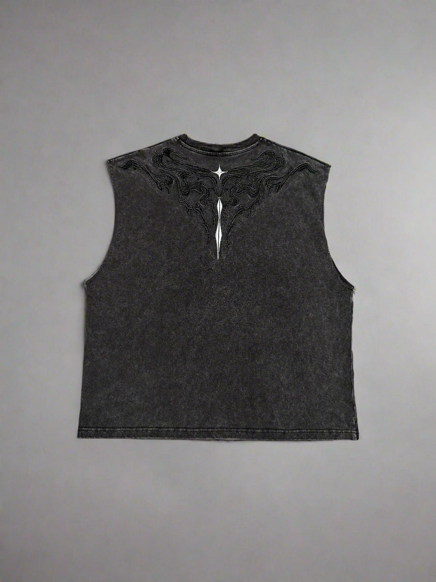 1521 - Embroidery Blackwashed Tank